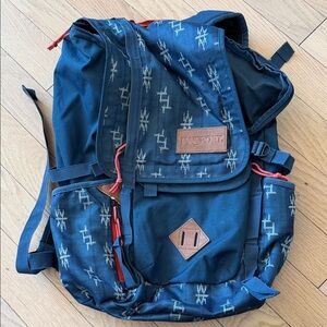 Jansport Navy and Red Patterned Backpack
